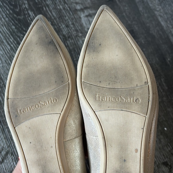 Franco Sarto Leather Shimmery golden ballet flats with ankle strap size: 7.5 - Picture 7 of 7